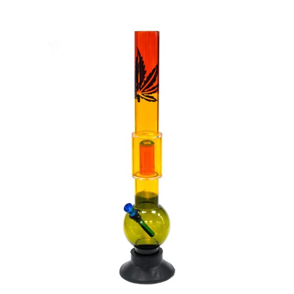 Bong Plastico Percolator Rasta Black Leaf 40 cm.