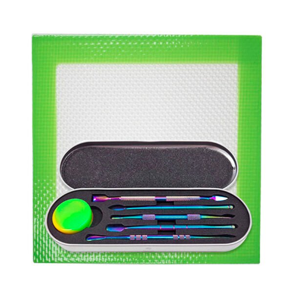 Dabber Acero Inox. Set Oil Rainbow & Tapete Silicona